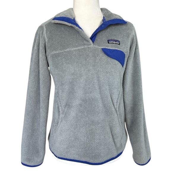 Patagonia Women's Re-Tool Snap-T Pullover Sweatshirt Gray Blue Size Small Fleece - Picture 2 of 8